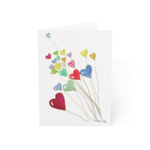 Heart Balloon Greeting Cards – Colorful Love Note Cards (Set of 1, 10, 30, 50)